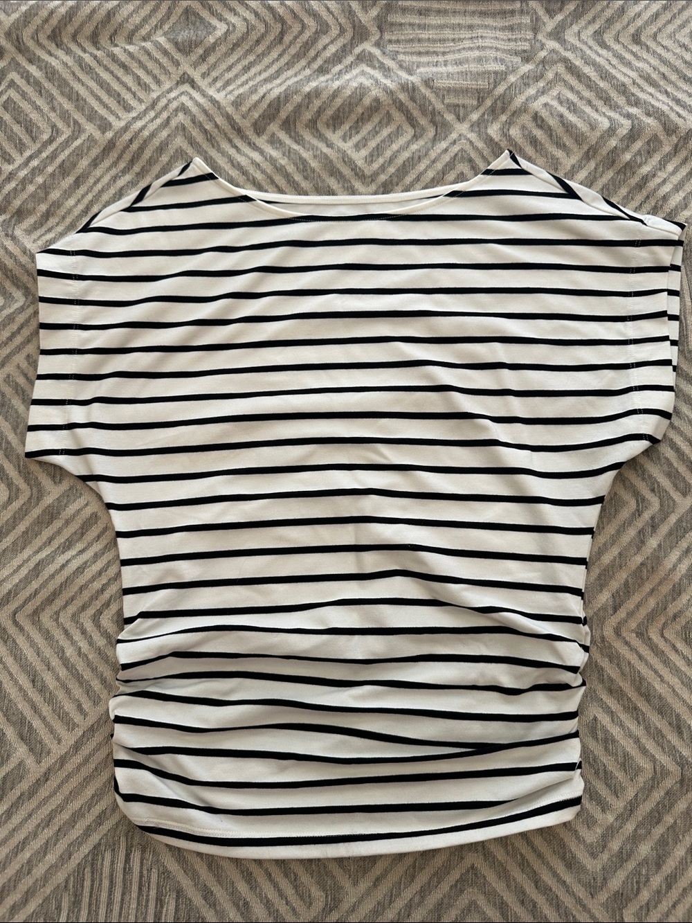 Maeve Black & White Striped Boatneck Tee